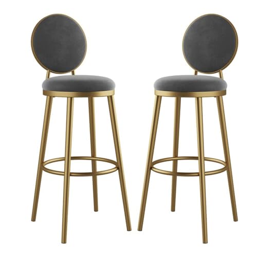 NMVAWIPT 2er-Set Moderne Barhocker Mit Samtpolsterung, Mit Metallrahmen, Rückenlehne Und Fußstütze, Hoher Stuhl for Esszimmer Oder Küche(Gray,65cm Seat Height) von NMVAWIPT