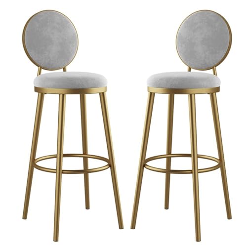 NMVAWIPT 2er-Set Moderne Barhocker Mit Samtpolsterung, Mit Metallrahmen, Rückenlehne Und Fußstütze, Hoher Stuhl for Esszimmer Oder Küche(White,65cm Seat Height) von NMVAWIPT