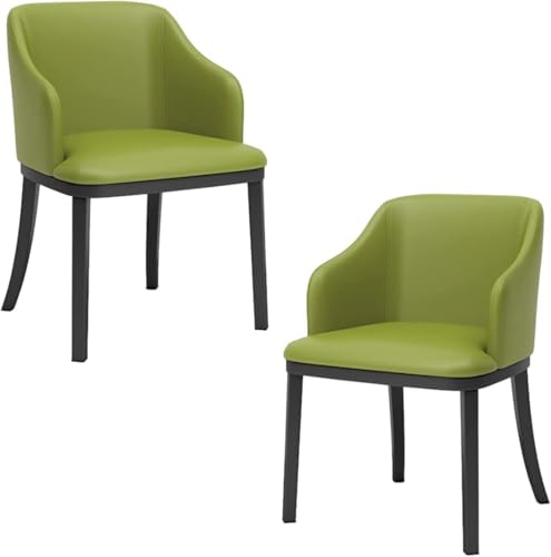 NMVAWIPT 2er-Set Moderne Esszimmerstühle Aus PU-Leder, Gepolsterte Sessel Mit Hoher Rückenlehne Und Schwarzen Metallbeinen(Grass Green) von NMVAWIPT