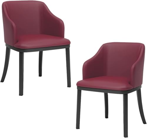 NMVAWIPT 2er-Set Moderne Esszimmerstühle Aus PU-Leder, Gepolsterte Sessel Mit Hoher Rückenlehne Und Schwarzen Metallbeinen(Red) von NMVAWIPT