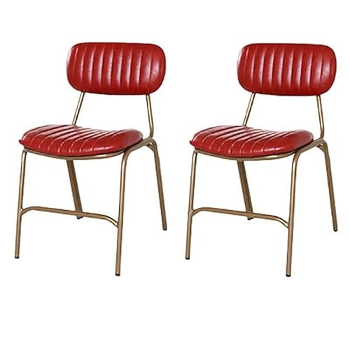 NMVAWIPT 2er-Set Moderne Esszimmerstühle Im Industriedesign, Metallzimmer, Offene Rückenlehne, Leder, Seitliche Armlehnen, Küchenmöbel(Red) von NMVAWIPT