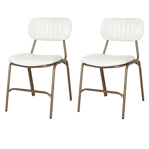 NMVAWIPT 2er-Set Moderne Esszimmerstühle Im Industriedesign, Metallzimmer, Offene Rückenlehne, Leder, Seitliche Armlehnen, Küchenmöbel(White) von NMVAWIPT