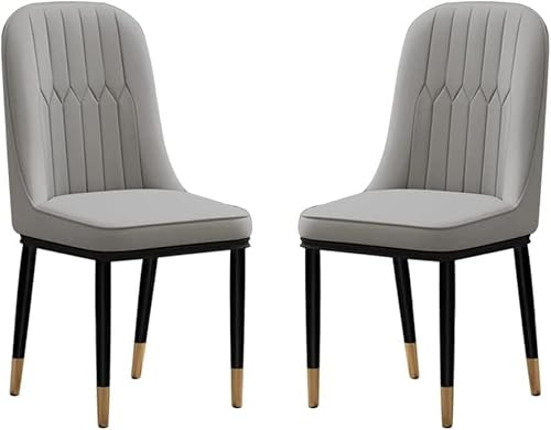 NMVAWIPT 2er-Set Moderne Esszimmerstühle Mit Hoher Rückenlehne, Wasserdichter Sitz Aus PU-Leder Metallbeinen for Küche Und Wohnzimmer(Gray) von NMVAWIPT