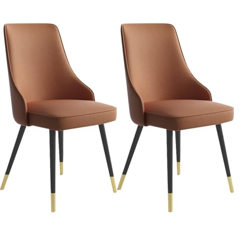 NMVAWIPT 2er-Set Moderne Esszimmerstühle Mit Wasserdichtem PU-Leder Und Metallbeinen(Drk Coffee,Blck Gold feet) von NMVAWIPT