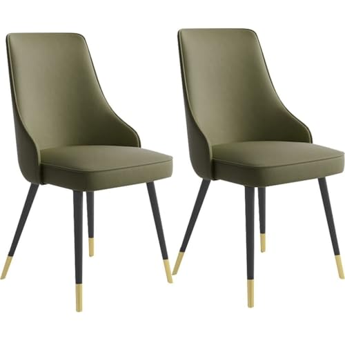 NMVAWIPT 2er-Set Moderne Esszimmerstühle Mit Wasserdichtem PU-Leder Und Metallbeinen(Drk Green,Blck Gold feet) von NMVAWIPT