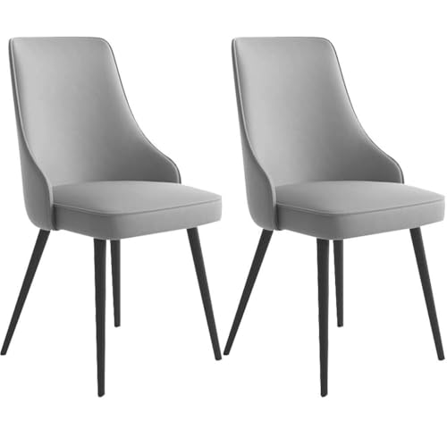 NMVAWIPT 2er-Set Moderne Esszimmerstühle Mit Wasserdichtem PU-Leder Und Metallbeinen(Gray,Blck feet) von NMVAWIPT