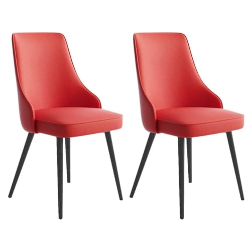NMVAWIPT 2er-Set Moderne Esszimmerstühle Mit Wasserdichtem PU-Leder Und Metallbeinen(Red,Blck Gold feet) von NMVAWIPT