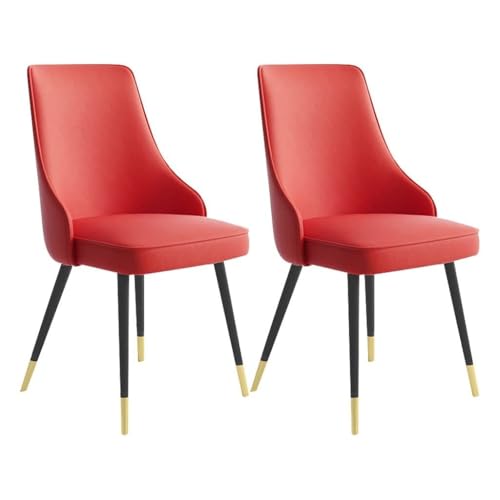 NMVAWIPT 2er-Set Moderne Esszimmerstühle Mit Wasserdichtem PU-Leder Und Metallbeinen(Red,Blck feet) von NMVAWIPT