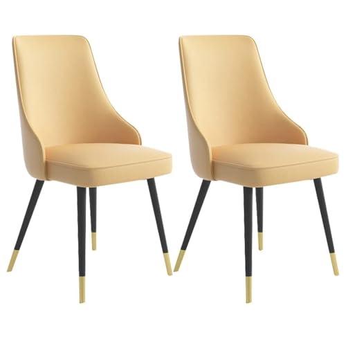 NMVAWIPT 2er-Set Moderne Esszimmerstühle Mit Wasserdichtem PU-Leder Und Metallbeinen(Yellow,Blck Gold feet) von NMVAWIPT