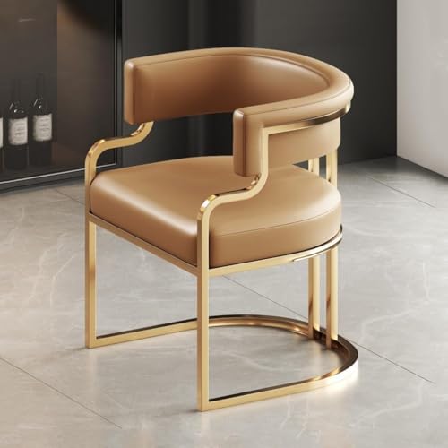 NMVAWIPT 2er-Set - Moderner Wannensessel Mit Metallbeinen, Akzentstuhl Aus Kunstleder for Wohnzimmer Und Esszimmer(Light Brown) von NMVAWIPT
