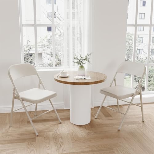 NMVAWIPT 2er-Set Stapelbare Klappstühle Aus Metall for Den Innen- Und Außenbereich(Beige) von NMVAWIPT
