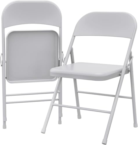 NMVAWIPT 2er-Set Stapelbare Klappstühle Aus Metall for Den Innen- Und Außenbereich(Gray) von NMVAWIPT