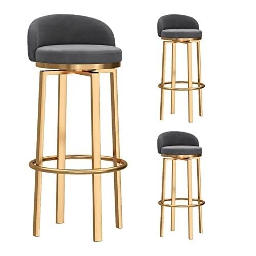 NMVAWIPT 2er-Set Um 360° Drehbare Barhocker, Stühle In Thekenhöhe Aus Samt Mit Fußstütze, Ergonomischer Rückenlehne Und Metallfuß for Kücheninsel, Esszimmer, Zuhause(Gray,65cm) von NMVAWIPT