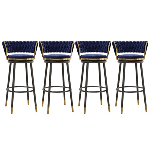 NMVAWIPT 360° Drehbare Barhocker, 4er-Set, Mit Gewebter Rückenlehne Und Fußstütze, Gepolsterter Stuhl for Küche Und Esszimmer(Blue,75cm) von NMVAWIPT
