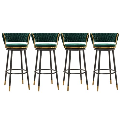 NMVAWIPT 360° Drehbare Barhocker, 4er-Set, Mit Gewebter Rückenlehne Und Fußstütze, Gepolsterter Stuhl for Küche Und Esszimmer(Green,75cm) von NMVAWIPT