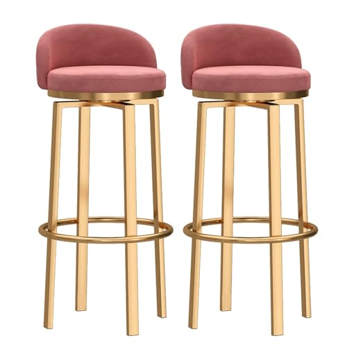 NMVAWIPT 360° Drehbare Barhocker, Mit Samt Gepolsterte Barhocker In Thekenhöhe, for Kücheninsel, Esszimmer(Pink,2 Pcs-25.6in) von NMVAWIPT