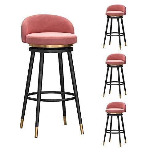 NMVAWIPT 360° Drehbare Barhocker, Thekenhöhe Mit Metallbeinen An Der Rückseite, Frühstückstisch In Bauernküche, Sitz Samtpolsterung(4pcs - Pink) von NMVAWIPT