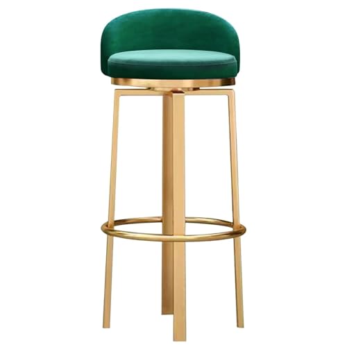 NMVAWIPT 360° Drehbare Barhocker Mit Rückenlehne for Zuhause, Pub, Insel, Esszimmer(Green 1 Pcs(Gold Leg),65cm() von NMVAWIPT