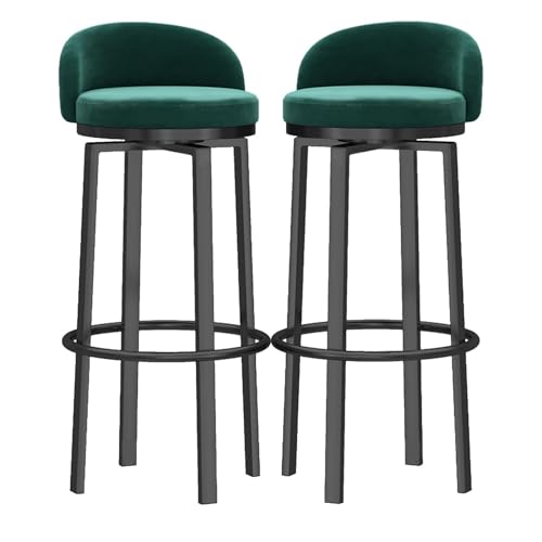 NMVAWIPT 360° Drehbare Barhocker Mit Rückenlehne for Zuhause, Pub, Insel, Esszimmer(Green 2 Pcs(Black Leg),65cm() von NMVAWIPT