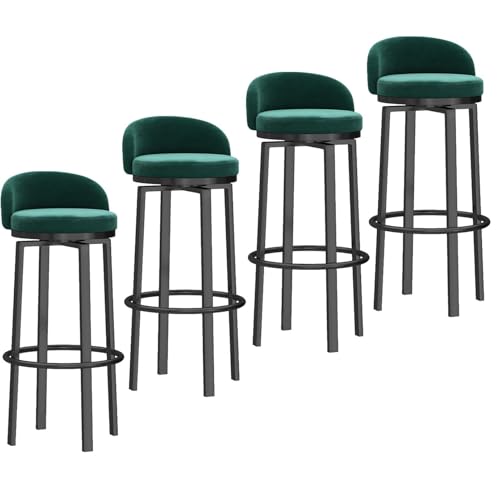 NMVAWIPT 360° Drehbare Barhocker Mit Rückenlehne for Zuhause, Pub, Insel, Esszimmer(Green 4 Pcs(Black Leg),65cm() von NMVAWIPT