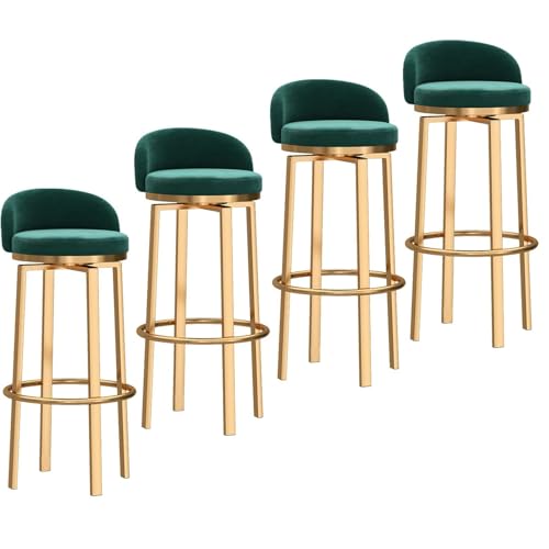 NMVAWIPT 360° Drehbare Barhocker Mit Rückenlehne for Zuhause, Pub, Insel, Esszimmer(Green 4 Pcs(Gold Leg),65cm() von NMVAWIPT