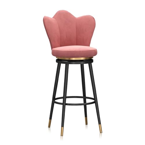 NMVAWIPT 360° Drehbarer Barhocker, Esszimmerstuhl In Thekenhöhe Mit Samtpolsterung, Rückenlehne Und Goldener Fußstütze –(Pink,1 PCS) von NMVAWIPT