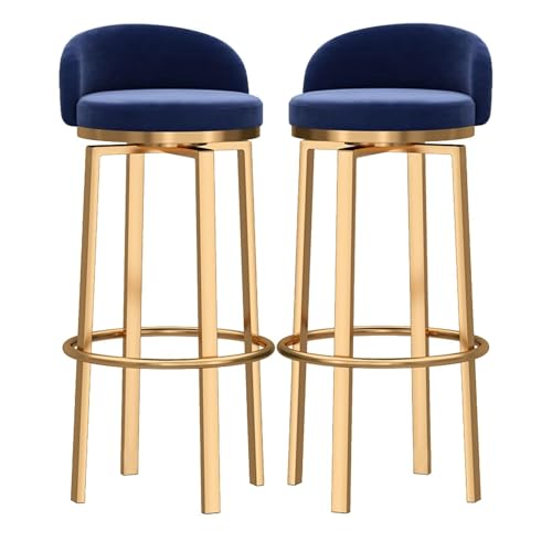 NMVAWIPT 360° Drehbarer Barhocker Aus Samt In Thekenhöhe, Moderner Barhocker Mit Goldenen Beinen for Kücheninsel/Esszimmerstuhl for Die Hausbar(2 Pcs,75cm(29.5in)) von NMVAWIPT