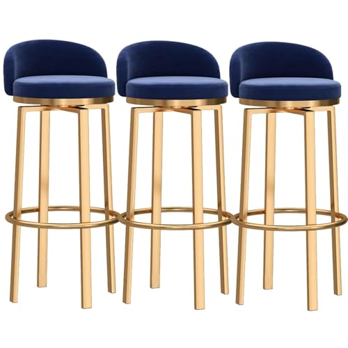 NMVAWIPT 360° Drehbarer Barhocker Aus Samt In Thekenhöhe, Moderner Barhocker Mit Goldenen Beinen for Kücheninsel/Esszimmerstuhl for Die Hausbar(3 Pcs,75cm(29.5in)) von NMVAWIPT