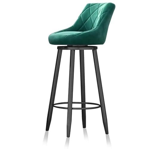 NMVAWIPT 360° Drehbarer Barhocker Mit Rückenlehne, Moderner Hoher Hocker, Samtinselstuhl for Pub/Esszimmer, Café, Kneipe, Theke, Grün-goldenes Bein(1 Pcs Black Leg,75cm(29.5 in)) von NMVAWIPT