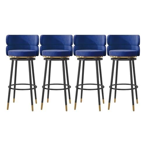 NMVAWIPT 360° Drehbarer Barhocker – Samtgepolsterte Theke Mit Rückenlehne, Metallrahmen, for Kücheninsel, Esszimmer Zu Hause(Blue-4 Pcs) von NMVAWIPT