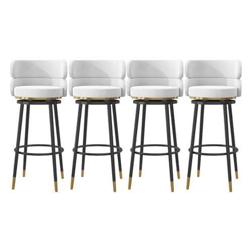 NMVAWIPT 360° Drehbarer Barhocker – Samtgepolsterte Theke Mit Rückenlehne, Metallrahmen, for Kücheninsel, Esszimmer Zu Hause(White-4 Pcs) von NMVAWIPT