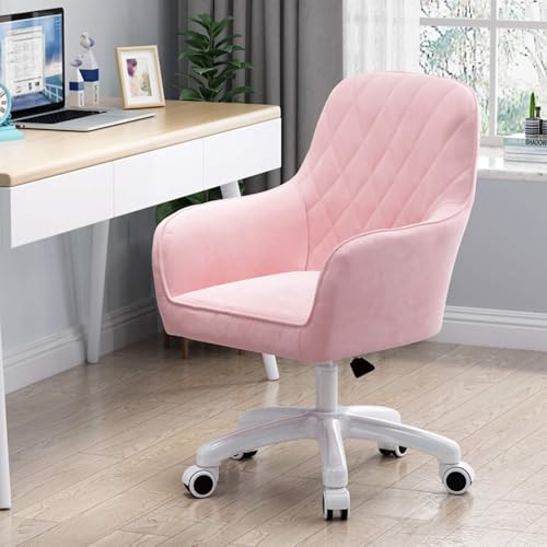 NMVAWIPT 360° Drehbarer Bürostuhl, Ergonomische Schreibtischstühle Mit Stummen Rollen Und Einstellbarer Höhe(Light Pink) von NMVAWIPT