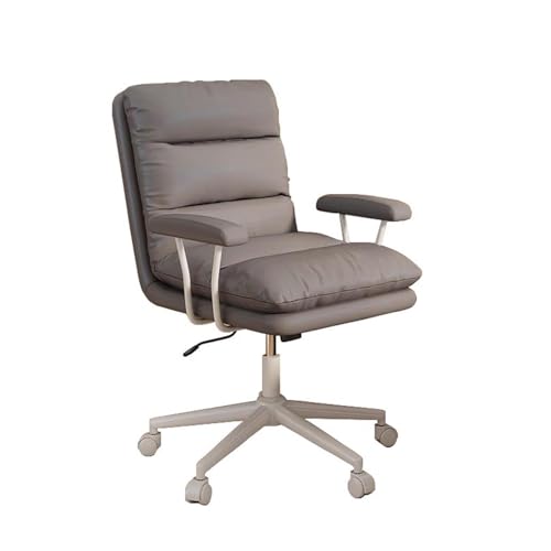 NMVAWIPT 360° Drehbarer Schminktisch-Bürostuhl Aus Leder Mit Rückenlehne Und Armlehne, Höhenverstellbar for Mädchen Und Frauen, Schlafzimmer, Arbeitszimmer(Gray1) von NMVAWIPT