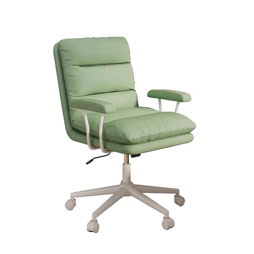 NMVAWIPT 360° Drehbarer Schminktisch-Bürostuhl Aus Leder Mit Rückenlehne Und Armlehne, Höhenverstellbar for Mädchen Und Frauen, Schlafzimmer, Arbeitszimmer(Green) von NMVAWIPT