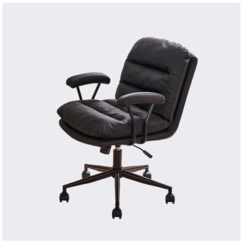 NMVAWIPT 360° Drehbarer Schreibtischstuhl Mit Armlehnen, Höhenverstellbares Lederbüro for Die Computerarbeit Im Schlafzimmer Zu Hause(Black) von NMVAWIPT