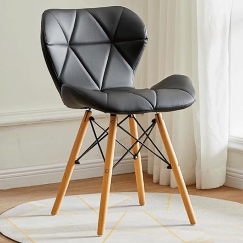 NMVAWIPT 4 Stück - Bürostuhlbeine Aus Buchenholz for Wohnzimmer, Küchen, Esszimmer, Balkon, Freizeit, Hocker Baumwollleinen, Mit Hochelastischer Baumwolle Gefüllt(Black Leather) von NMVAWIPT