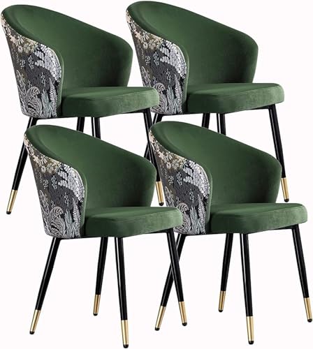 NMVAWIPT 4 Stück Esszimmerstühle Aus Samt Mit Bestickter Rückenlehne Und Metallbeinen for Küche Wohnzimmer(Green) von NMVAWIPT