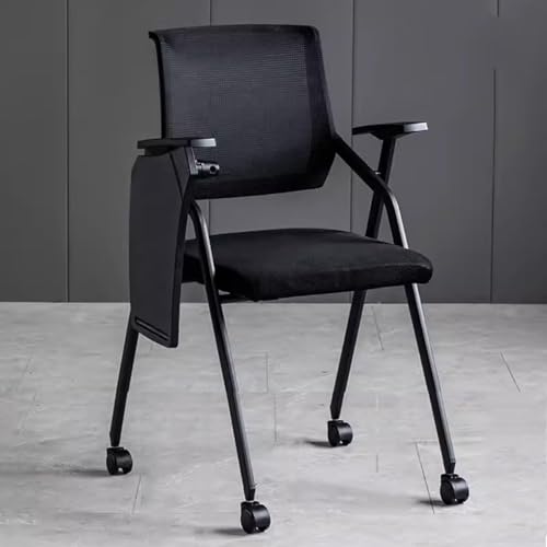 NMVAWIPT 4 Stück Klappbare Bürostühle Mit Schreibarm, Stapelbarer Arbeitsstuhl Netzpolsterung for Schulklassenzimmer, Konferenz- Und Besprechungsräume(Nero) von NMVAWIPT