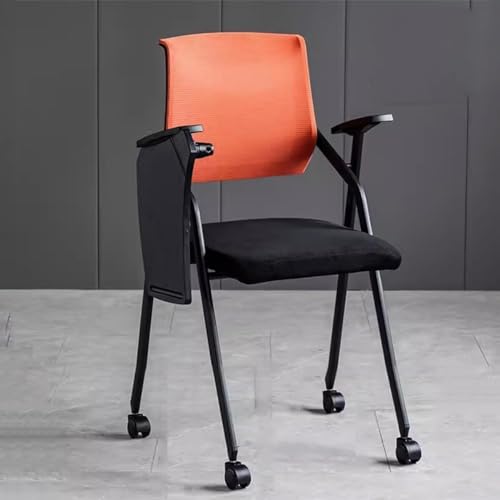 NMVAWIPT 4 Stück Klappbare Bürostühle Mit Schreibarm, Stapelbarer Arbeitsstuhl Netzpolsterung for Schulklassenzimmer, Konferenz- Und Besprechungsräume(Orange) von NMVAWIPT