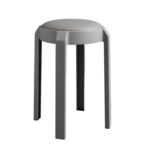 NMVAWIPT 4 Stück - Küchenhocker Aus Kunststoff, Stapelbarer Esszimmerstuhl, Gepolsterte Barhocker for Die Theke, Tragbar Wohnheim, Schminktisch, Schlafzimmer, Veranstaltung(Dark Gray) von NMVAWIPT