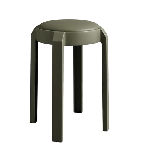 NMVAWIPT 4 Stück - Küchenhocker Aus Kunststoff, Stapelbarer Esszimmerstuhl, Gepolsterte Barhocker for Die Theke, Tragbar Wohnheim, Schminktisch, Schlafzimmer, Veranstaltung(Dark Green) von NMVAWIPT