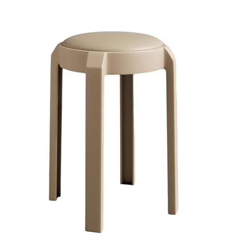 NMVAWIPT 4 Stück - Küchenhocker Aus Kunststoff, Stapelbarer Esszimmerstuhl, Gepolsterte Barhocker for Die Theke, Tragbar Wohnheim, Schminktisch, Schlafzimmer, Veranstaltung(Khaki) von NMVAWIPT