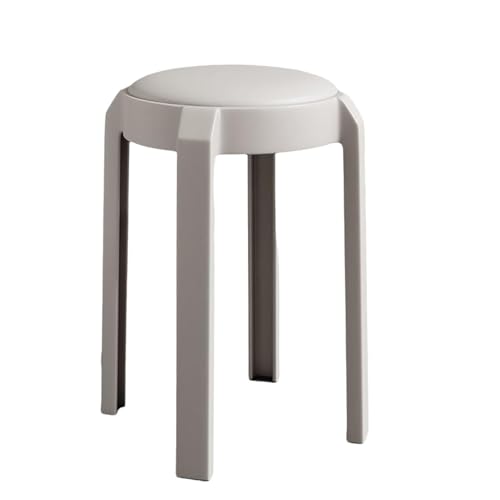 NMVAWIPT 4 Stück - Küchenhocker Aus Kunststoff, Stapelbarer Esszimmerstuhl, Gepolsterte Barhocker for Die Theke, Tragbar Wohnheim, Schminktisch, Schlafzimmer, Veranstaltung(Light Gray) von NMVAWIPT