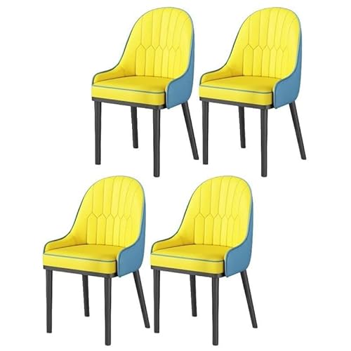 NMVAWIPT 4 Stück Moderne Esszimmerstühle, Armloser Innen-Leder-Seitenstuhl for Ladenküchenzimmer(Yellow-Blue,Black) von NMVAWIPT