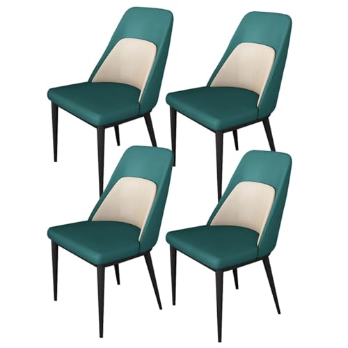 NMVAWIPT 4 Stück - Moderne Esszimmerstühle, Küche Mit Rückenlehne Aus Künstlichem Mikrofaserleder, Mid Century Wohnzimmer, Seitliche Metallbeine(Green) von NMVAWIPT