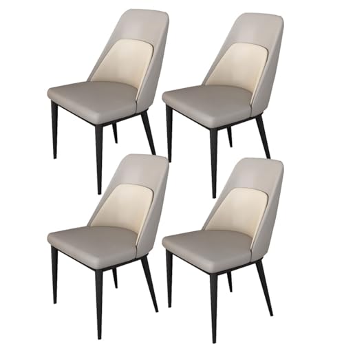 NMVAWIPT 4 Stück - Moderne Esszimmerstühle, Küche Mit Rückenlehne Aus Künstlichem Mikrofaserleder, Mid Century Wohnzimmer, Seitliche Metallbeine(Light Gray) von NMVAWIPT