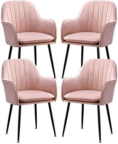 NMVAWIPT 4 Stück – Moderne Esszimmerstühle Aus Samt for Die Küche Mit Stabilen Armlehnen Und Rückenlehne Metallfüßen(Pink) von NMVAWIPT