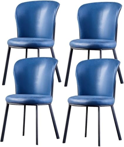 NMVAWIPT 4 Stücke Moderne Nubuk Leder Esszimmer Stühle Mit Carbon Stahl Beine for Küche Wohnzimmer(Blue) von NMVAWIPT