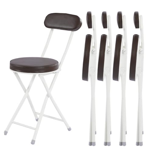 NMVAWIPT 4-teiliger Klappbarer Barhocker Mit Rückenlehne, Tragbarer Klappstuhl for Konferenzräume, for Das Büro In Der Küche Und Im Café(Brown) von NMVAWIPT