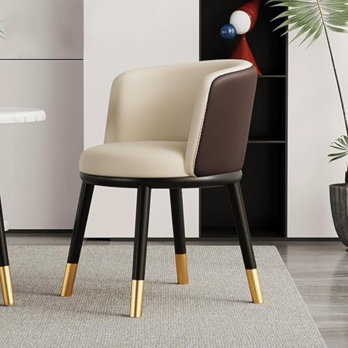 NMVAWIPT 4-teiliger Ledersessel, Lobby-Stuhl for Schlafzimmer, Arbeitszimmer, Schreibtisch, Moderne Esszimmerstühle for Küche Und Restaurant(Beige+Curry) von NMVAWIPT